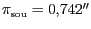 $ \pi_\mathrm{souč} = 0,742''$