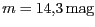 $ m = 14,3 \mathrm{mag}$