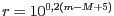 $ r=10^{0,2\left(m-M+5\right)}$