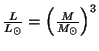 $ \frac{L}{L_{\odot}}=\left(\frac{M}{M_{\odot}}\right)^3$