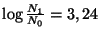 $ \log\frac{N_1}{N_0}=3,24$